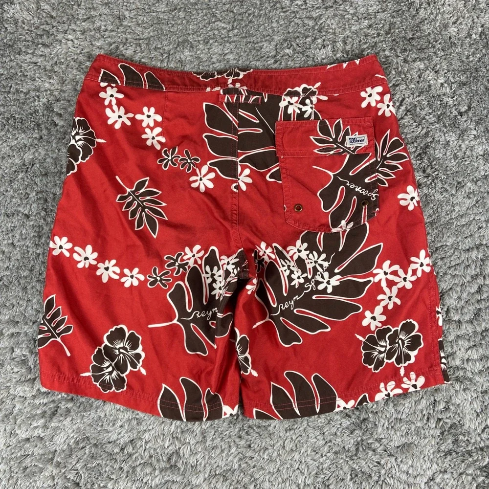 Reyn Spooner Board‎ Shorts Mens 32 Red Floral Tropical Hawaiian Swim Trunks 8